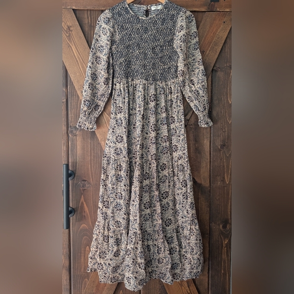 Maison Hotel Long Sleeve Floral Maxi Dress Size S 100% Cotton - Picture 1 of 6